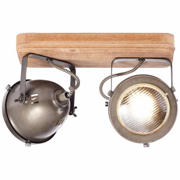Brilliant 2 Light 10W Carmen Wood Spotlight - Burned Steel &amp; Wood | 72029/84 from DID Electrical - guaranteed Irish, guaranteed quality service. (6977594523836)