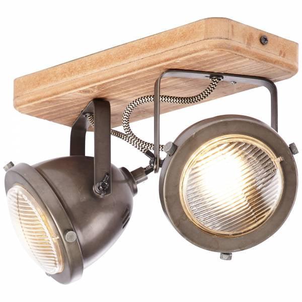 Brilliant 2 Light 10W Carmen Wood Spotlight - Burned Steel &amp; Wood | 72029/84 from DID Electrical - guaranteed Irish, guaranteed quality service. (6977594523836)