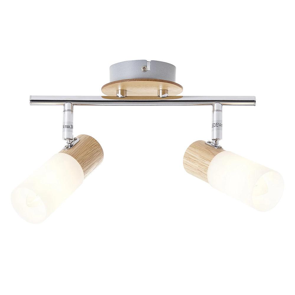 Brilliant 2 Light 7W Babsan Spotlight - Wood Light &amp; White | 51413/50 from DID Electrical - guaranteed Irish, guaranteed quality service. (6977595408572)