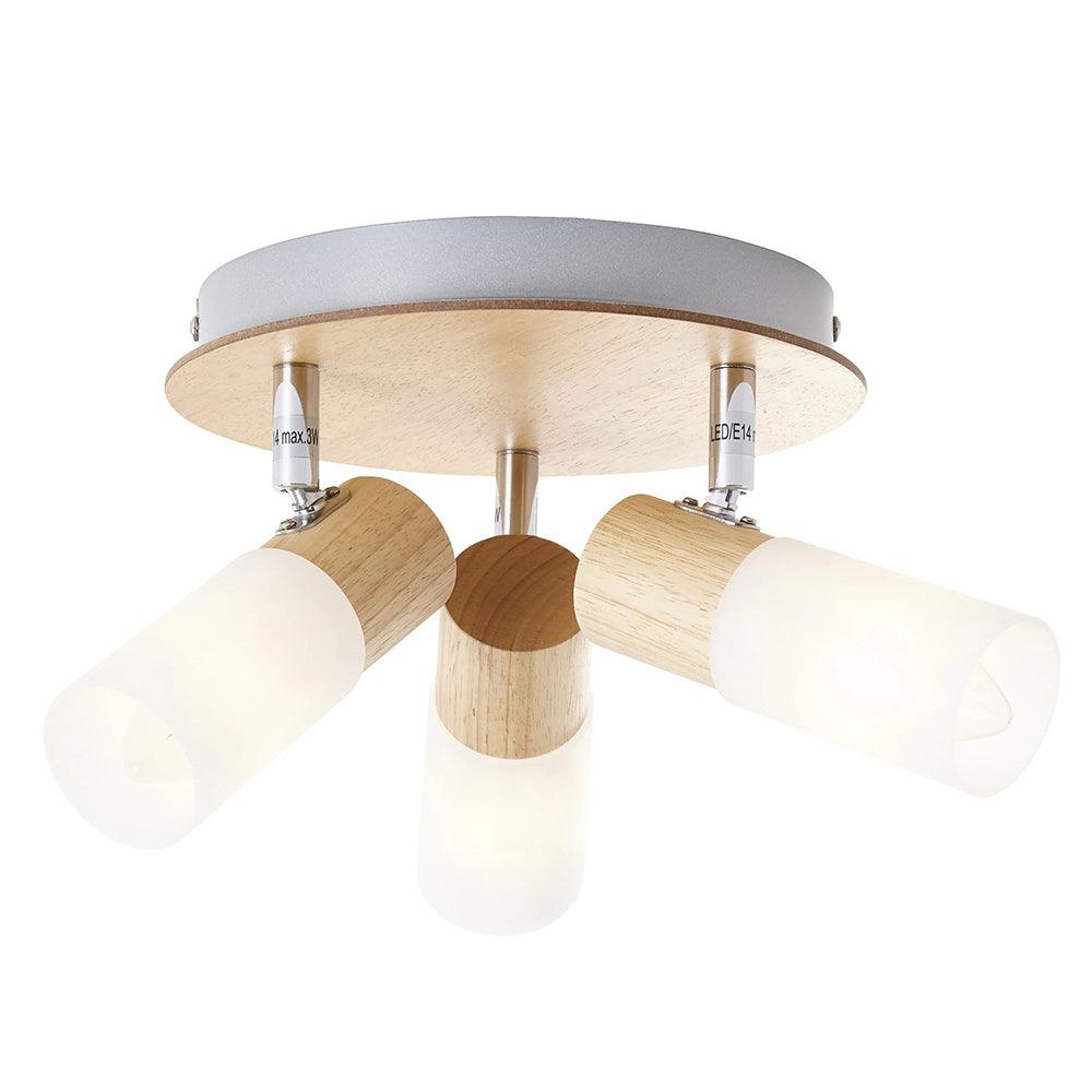 Brilliant 3 Light 10.5W Babsan Round Spotlight - Wood Light &amp; White | 51434/50 from DID Electrical - guaranteed Irish, guaranteed quality service. (6977595605180)