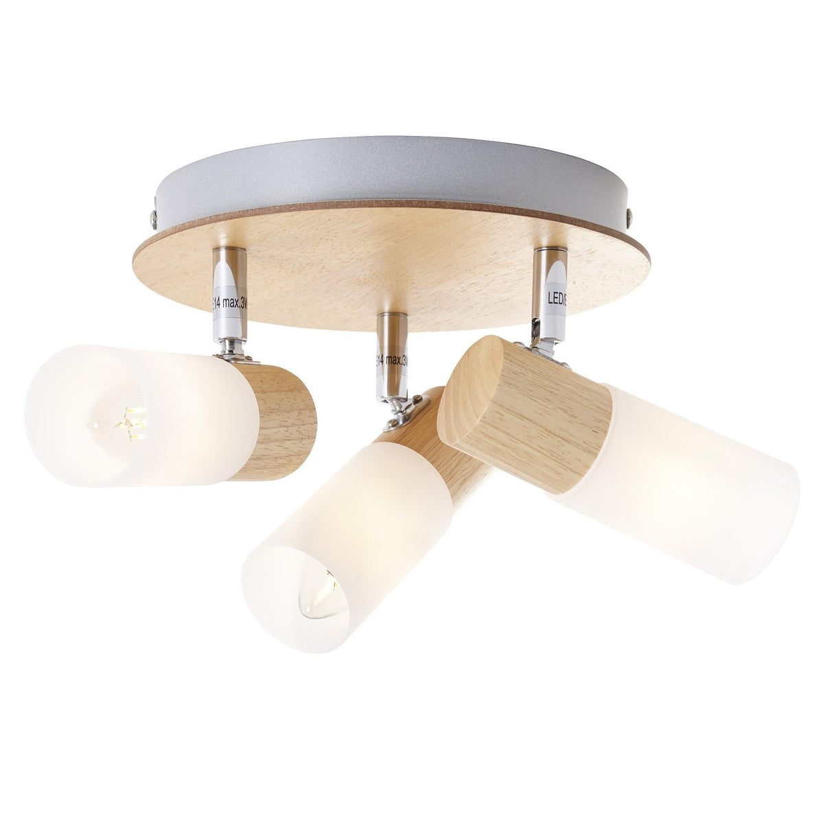 Brilliant 3 Light 10.5W Babsan Round Spotlight - Wood Light &amp; White | 51434/50 from DID Electrical - guaranteed Irish, guaranteed quality service. (6977595605180)