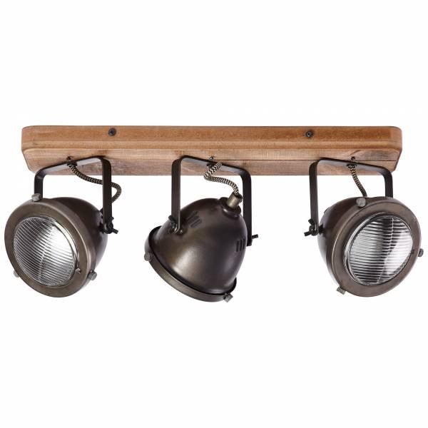 Brilliant 3 Light 15W Carmen Wood Spotlight - Burned Steel &amp; Wood | 72030/84 from DID Electrical - guaranteed Irish, guaranteed quality service. (6977594720444)