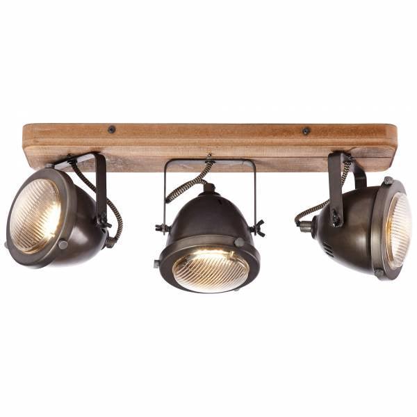 Brilliant 3 Light 15W Carmen Wood Spotlight - Burned Steel &amp; Wood | 72030/84 from DID Electrical - guaranteed Irish, guaranteed quality service. (6977594720444)