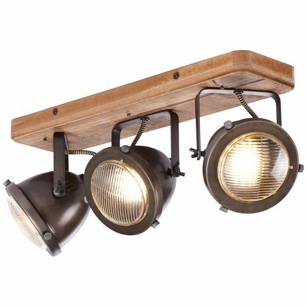 Brilliant 3 Light 15W Carmen Wood Spotlight - Burned Steel &amp; Wood | 72030/84 from DID Electrical - guaranteed Irish, guaranteed quality service. (6977594720444)