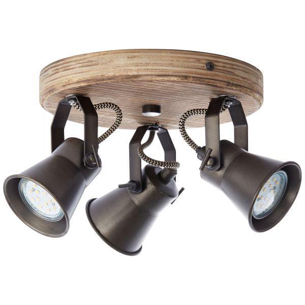 Brilliant 3 Light 15W Seed Round Spotlight - Black Steel &amp; Light Wood | 82234/46 from DID Electrical - guaranteed Irish, guaranteed quality service. (6977601110204)