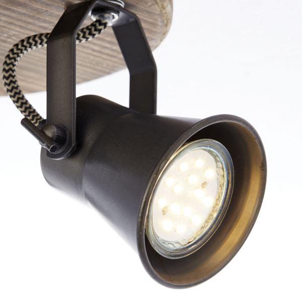 Brilliant 3 Light 15W Seed Round Spotlight - Black Steel &amp; Light Wood | 82234/46 from DID Electrical - guaranteed Irish, guaranteed quality service. (6977601110204)