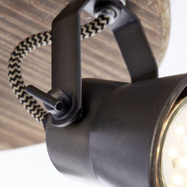 Brilliant 3 Light 15W Seed Round Spotlight - Black Steel &amp; Light Wood | 82234/46 from DID Electrical - guaranteed Irish, guaranteed quality service. (6977601110204)