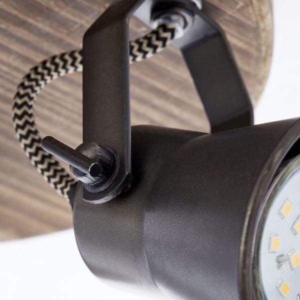 Brilliant 3 Light 15W Seed Round Spotlight - Black Steel &amp; Light Wood | 82234/46 from DID Electrical - guaranteed Irish, guaranteed quality service. (6977601110204)