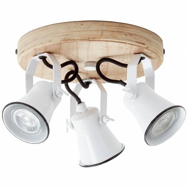 Brilliant 3 Light 15W Seed Round Spotlight - White &amp; Light Wood | 82234/05 from DID Electrical - guaranteed Irish, guaranteed quality service. (6977601274044)