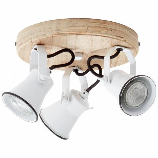 Brilliant 3 Light 15W Seed Round Spotlight - White &amp; Light Wood | 82234/05 from DID Electrical - guaranteed Irish, guaranteed quality service. (6977601274044)