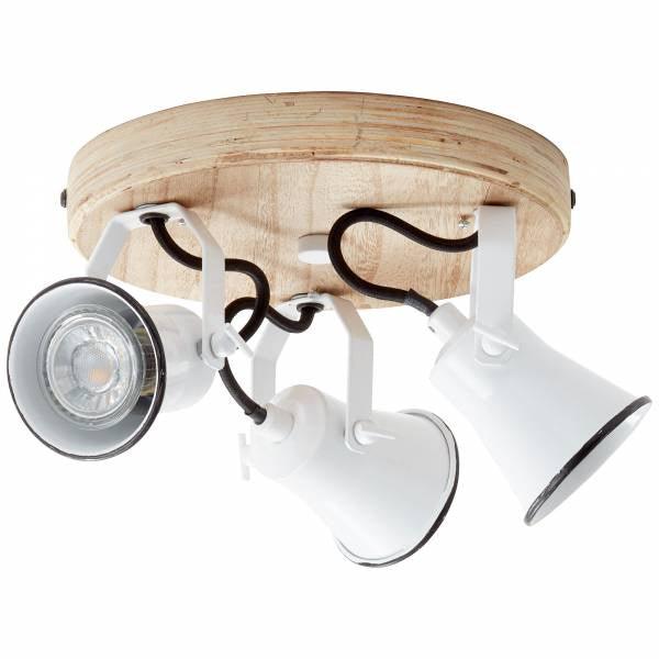 Brilliant 3 Light 15W Seed Round Spotlight - White &amp; Light Wood | 82234/05 from DID Electrical - guaranteed Irish, guaranteed quality service. (6977601274044)