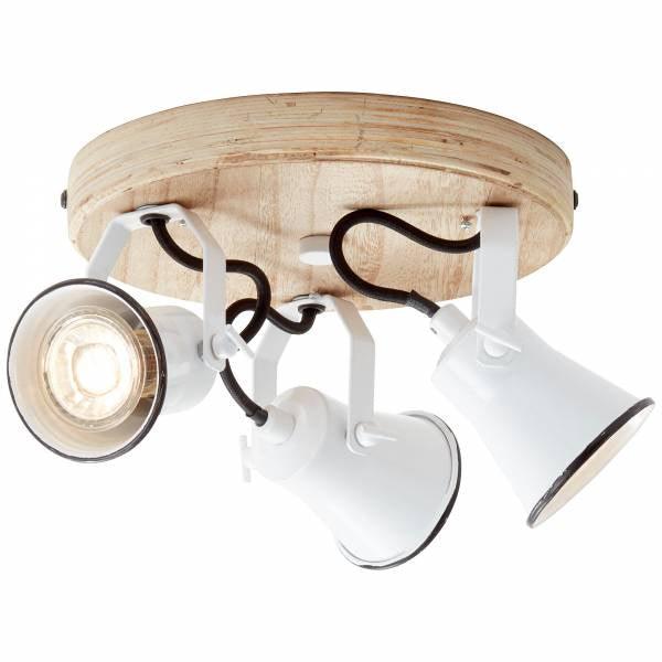 Brilliant 3 Light 15W Seed Round Spotlight - White &amp; Light Wood | 82234/05 from DID Electrical - guaranteed Irish, guaranteed quality service. (6977601274044)