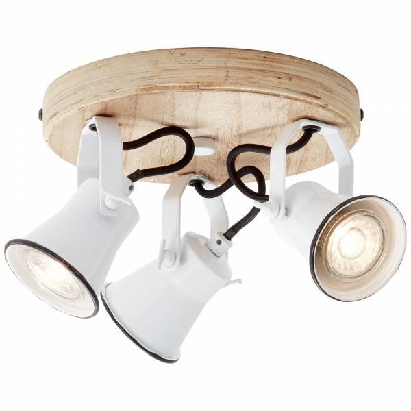 Brilliant 3 Light 15W Seed Round Spotlight - White &amp; Light Wood | 82234/05 from DID Electrical - guaranteed Irish, guaranteed quality service. (6977601274044)