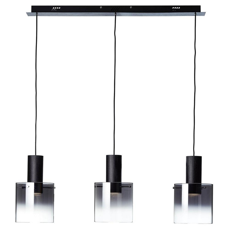 Brilliant 3 Light 30W Beth LED Pendant Light Black & Smoked Glass | G75573/93 from DID Electrical - guaranteed Irish, guaranteed quality service. (6977611628732)