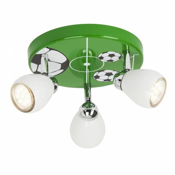 Brilliant 3 Light 9W Soccer LED Round Spotlight - Green & White | G56234/74 from DID Electrical - guaranteed Irish, guaranteed quality service. (6977601667260)