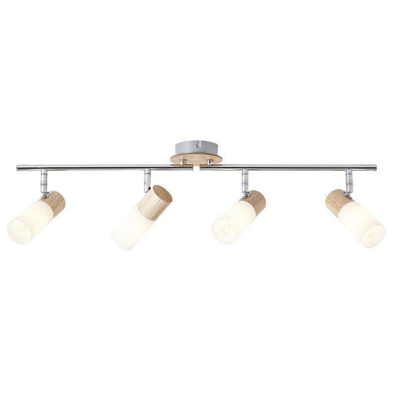 Brilliant 4 Light 14W Babsan Spotlight - Wood Light & White | 51432/50 from DID Electrical - guaranteed Irish, guaranteed quality service. (6977595048124)