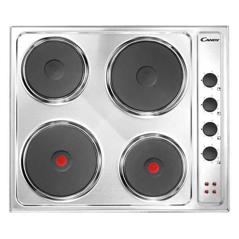Candy 58CM 4 Zones Electric Solid Plate Hob - Stainless Steel | CLE64X (7463296303292)