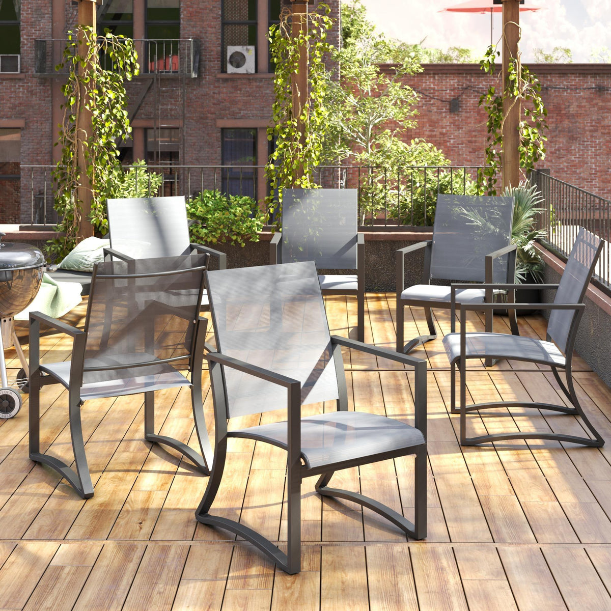 Cosco Capitol Hill Set of 6 Outdoor Dining Chairs - Light Grey | 88681LGCEUK from DID Electrical - guaranteed Irish, guaranteed quality service. (6977708687548)