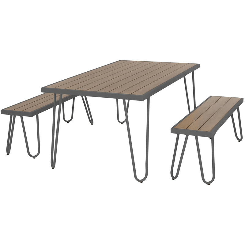 Cosco Novogratz Paulette 5' Table and Bench Set - Charcoal | 88192CNOEUK (7543675486396)