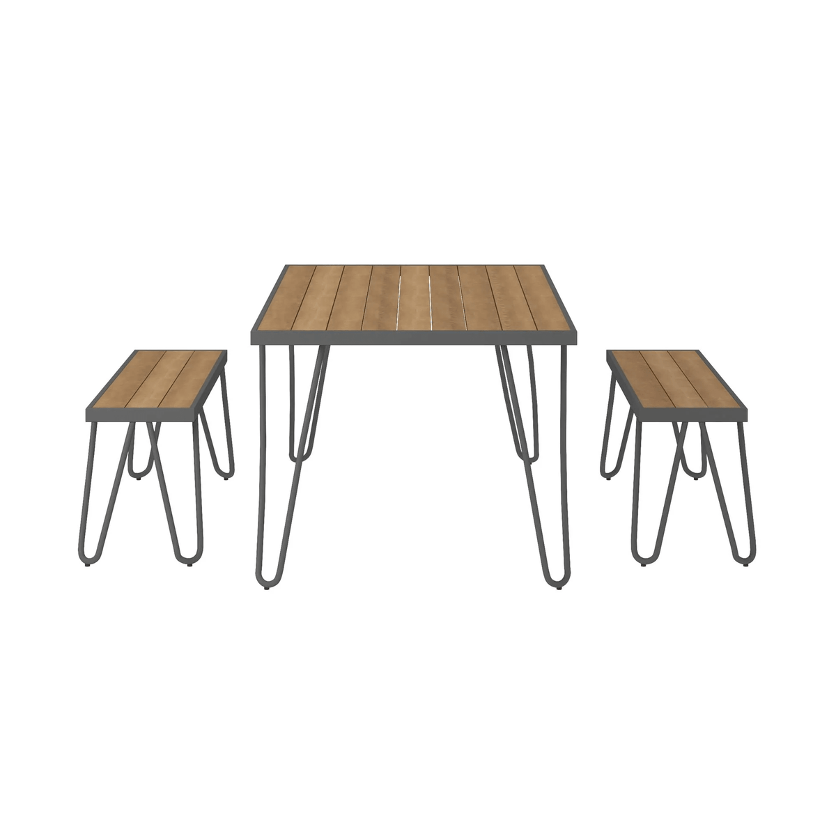 Cosco Novogratz Paulette 5&#39; Table and Bench Set - Charcoal | 88192CNOEUK (7543675486396)