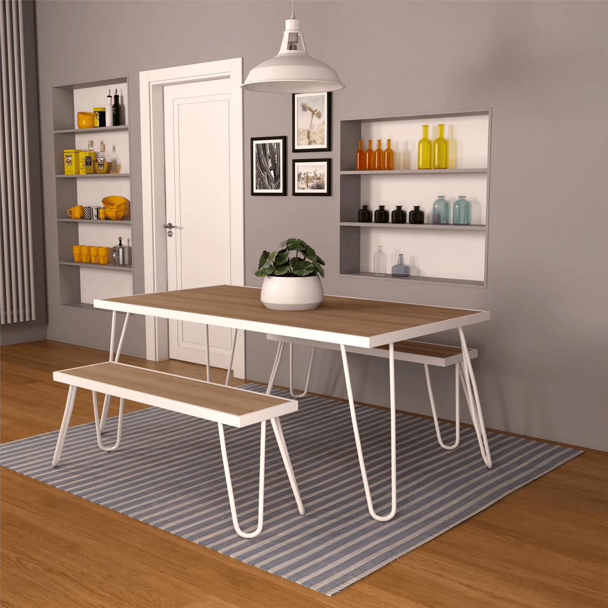Cosco Novogratz Paulette 5&#39; Table and Bench Set - White | 88192WNOEUK (7543675388092)