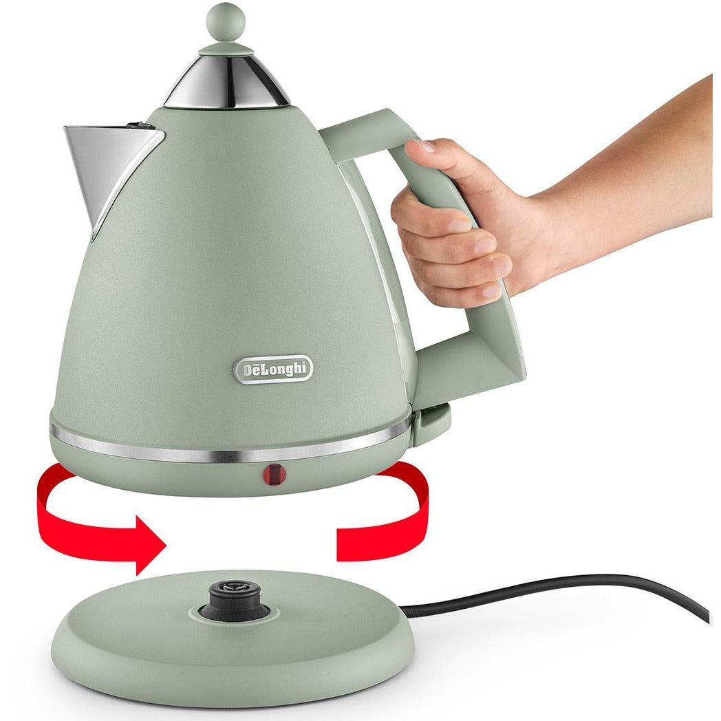 DeLonghi Argento Flora 1.7L Kettle - Green | KBX3016.GR from DID Electrical - guaranteed Irish, guaranteed quality service. (6890772201660)