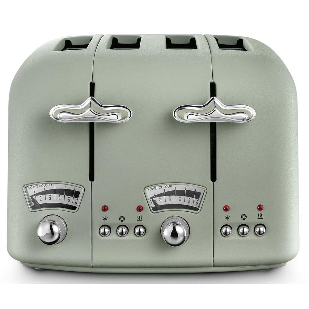 DeLonghi Argento Flora 1800W 4 Slice Toaster - Green | CT04.GR from DID Electrical - guaranteed Irish, guaranteed quality service. (6890772496572)