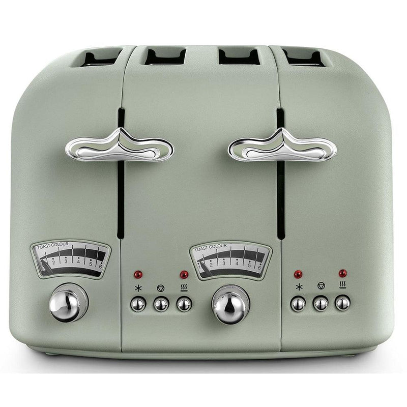 DeLonghi Argento Flora 1800W 4 Slice Toaster - Green | CT04.GR from DID Electrical - guaranteed Irish, guaranteed quality service. (6890772496572)