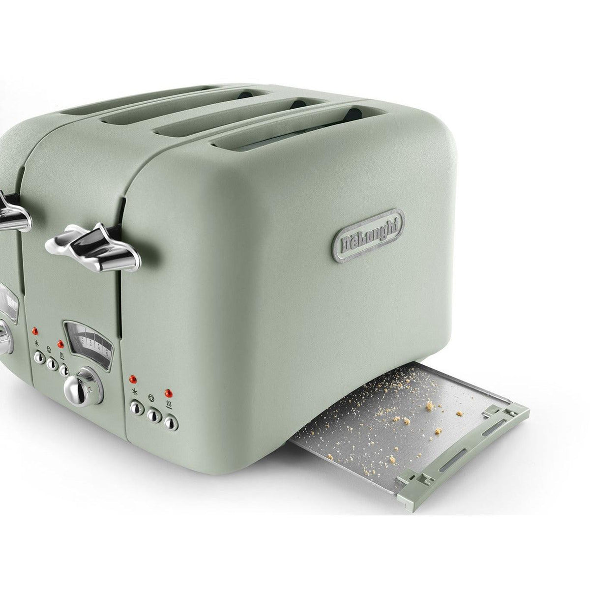 DeLonghi Argento Flora 1800W 4 Slice Toaster - Green | CT04.GR from DID Electrical - guaranteed Irish, guaranteed quality service. (6890772496572)
