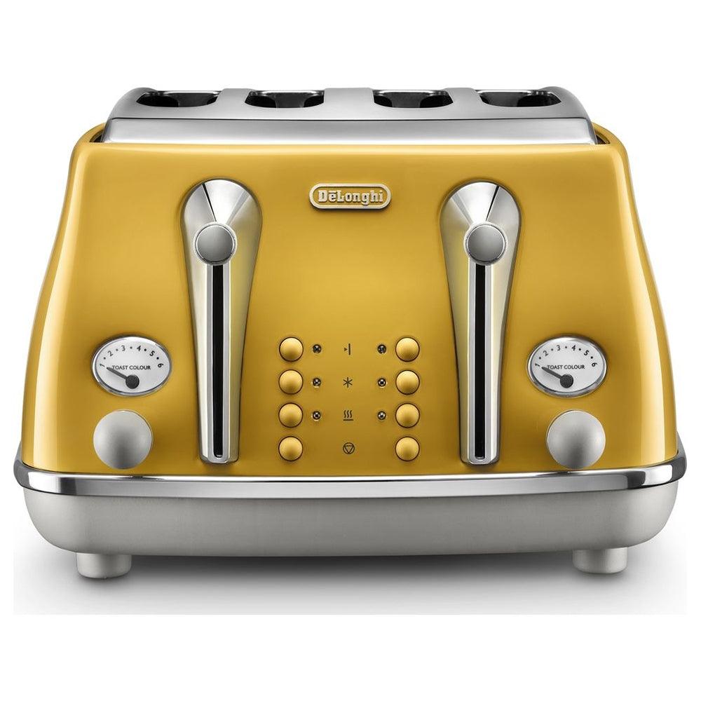 DeLonghi Icona 1800W 4 Slice Toaster - Yellow | CTOC4003.Y from DID Electrical - guaranteed Irish, guaranteed quality service. (6890804510908)