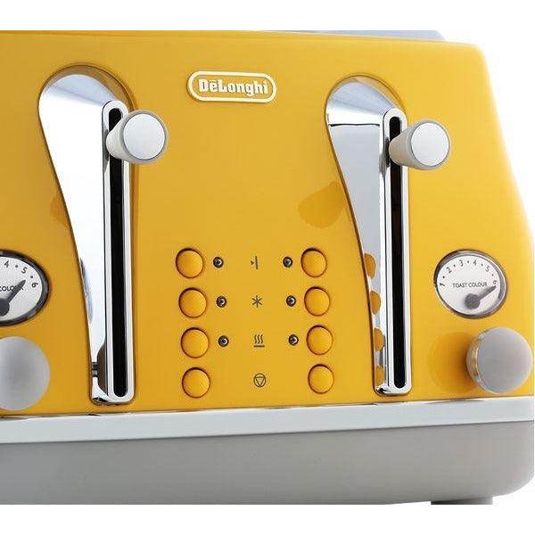 DeLonghi Icona 1800W 4 Slice Toaster - Yellow | CTOC4003.Y from DID Electrical - guaranteed Irish, guaranteed quality service. (6890804510908)