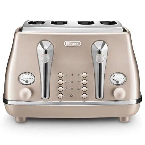 DeLonghi Icona Metallics 1800W 4 Slice Toaster - Beige | CTOT4003.BG (7258433585340)