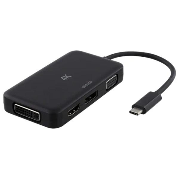 Deltaco USB-C to HDMI/DP/DVI/VGA Adapter - Black | USBCMULTI (7151268724924)