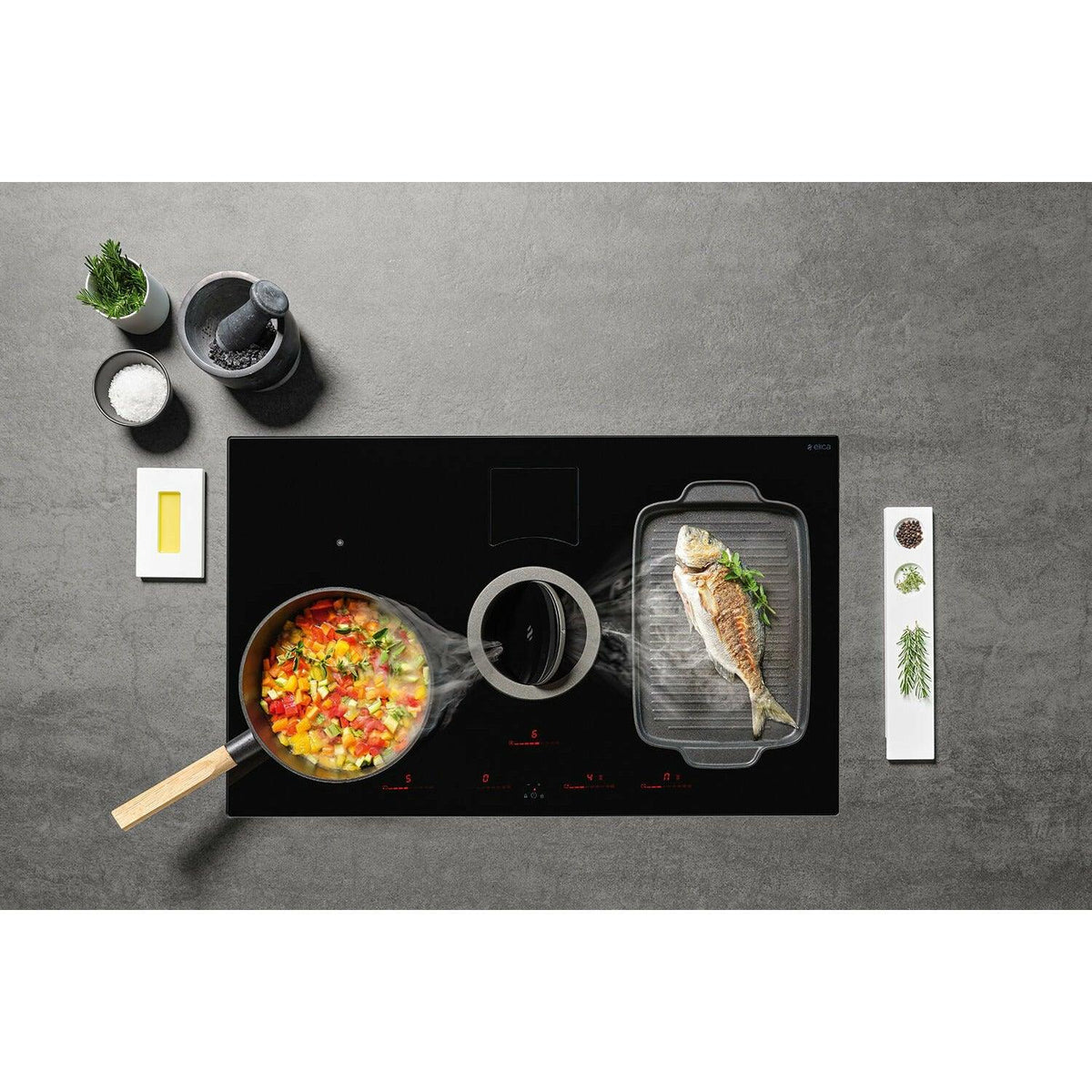 Elica NikolaTesla Switch 83CM Filtering Induction Hob - Black | NIKOSWITCHRECYCLEBL (7515494121660)