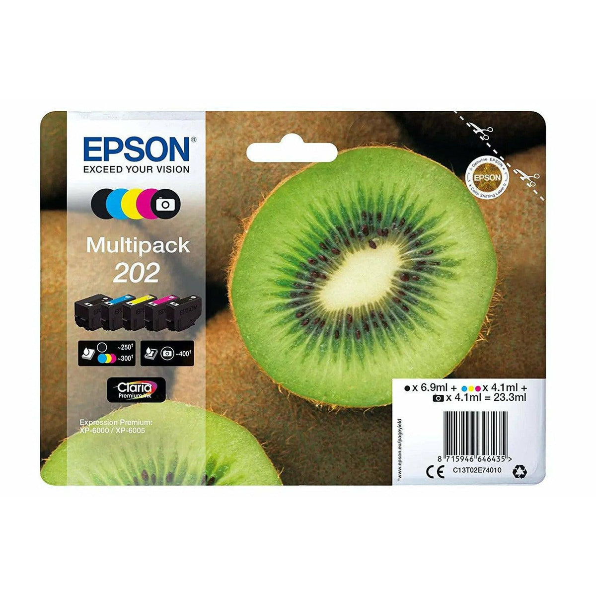 Epson 202 Kiwi Original Claria Premium Ink Cartridge - Multipack | SEPS1346 (7530489774268)