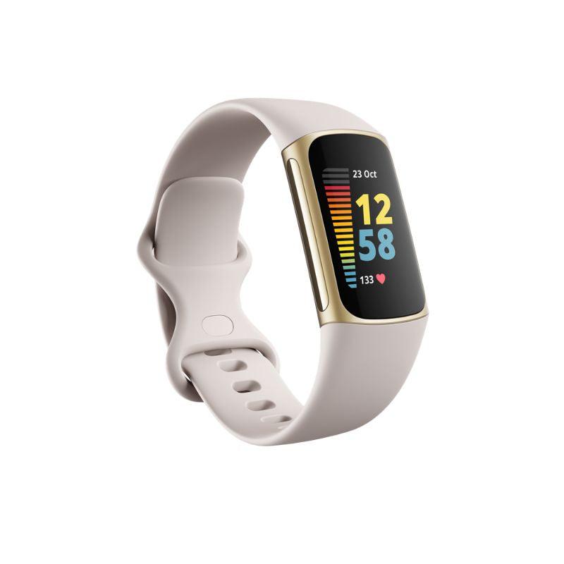 Fitbit Charge 5 Fitness and Health Tracker - Lunar White / Soft Gold Stainless Steel | 79-FB421GLWT (7172747034812)