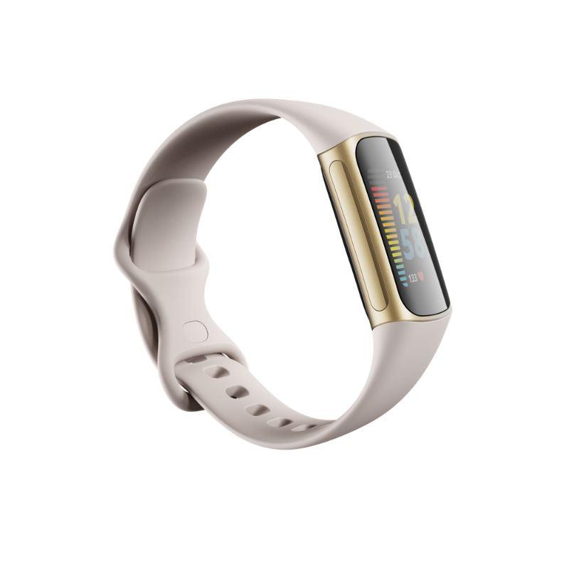 Fitbit Charge 5 Fitness and Health Tracker - Lunar White / Soft Gold Stainless Steel | 79-FB421GLWT (7172747034812)