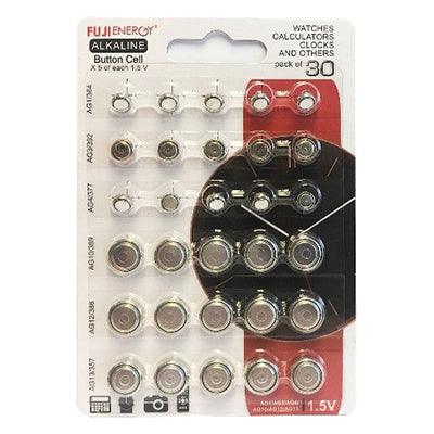 FujiEnergy 1.5V Alkaline Button Cell Batteries - Pack of 30 | 818805 (7465936945340)