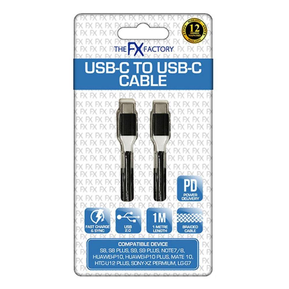 014307-FX Factory 1M USB-C to USB-C Braided Data Cable - Black-2 (7436878151868)