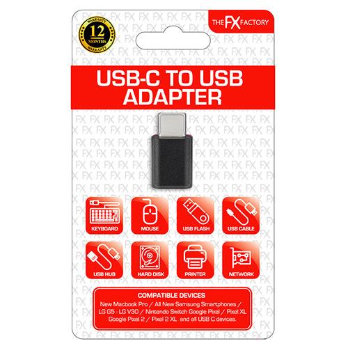 FX Factory USB C to USB Adapter for All Type C Devices - Black | 022265 (7312383148220)