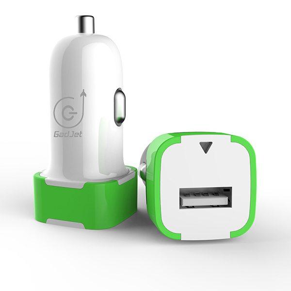 GadJet 1A USB Compact Car Charger - Green &amp; White | CH01 (7496014594236)