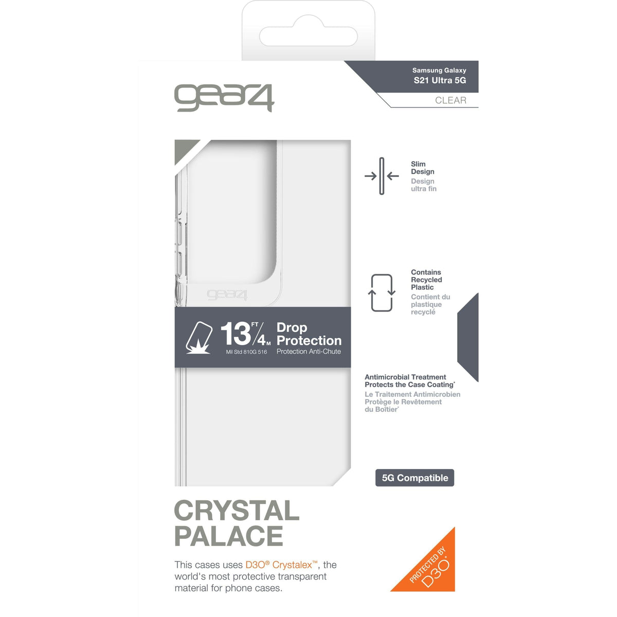 Gear4 Crystal Palace Case for Samsung S21 Ultra 5G - Clear | 702007307 from DID Electrical - guaranteed Irish, guaranteed quality service. (6977587740860)