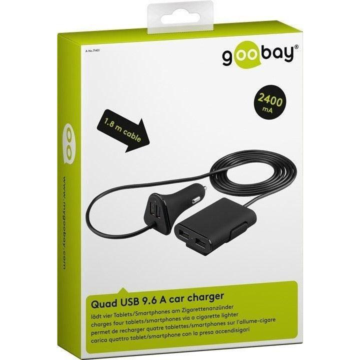 Goobay Quad 1.8m USB Car Charger - Black | 71451 from DID Electrical - guaranteed Irish, guaranteed quality service. (6890781475004)