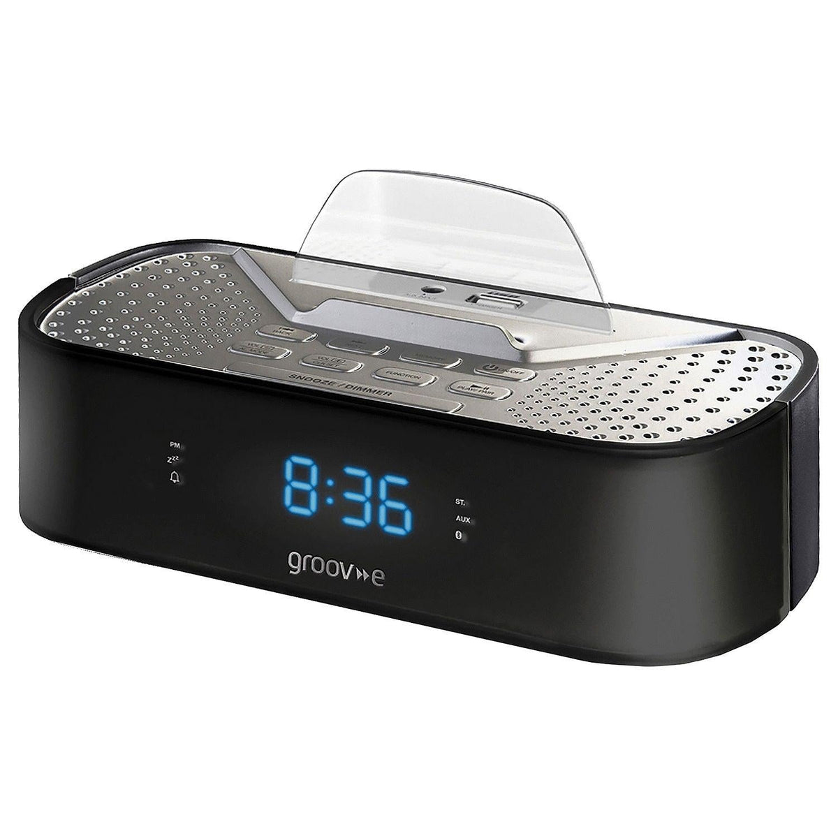 Groov-E Alarm Clock Radio with USB Charging - Black | GVSP406BK from DID Electrical - guaranteed Irish, guaranteed quality service. (6890845765820)