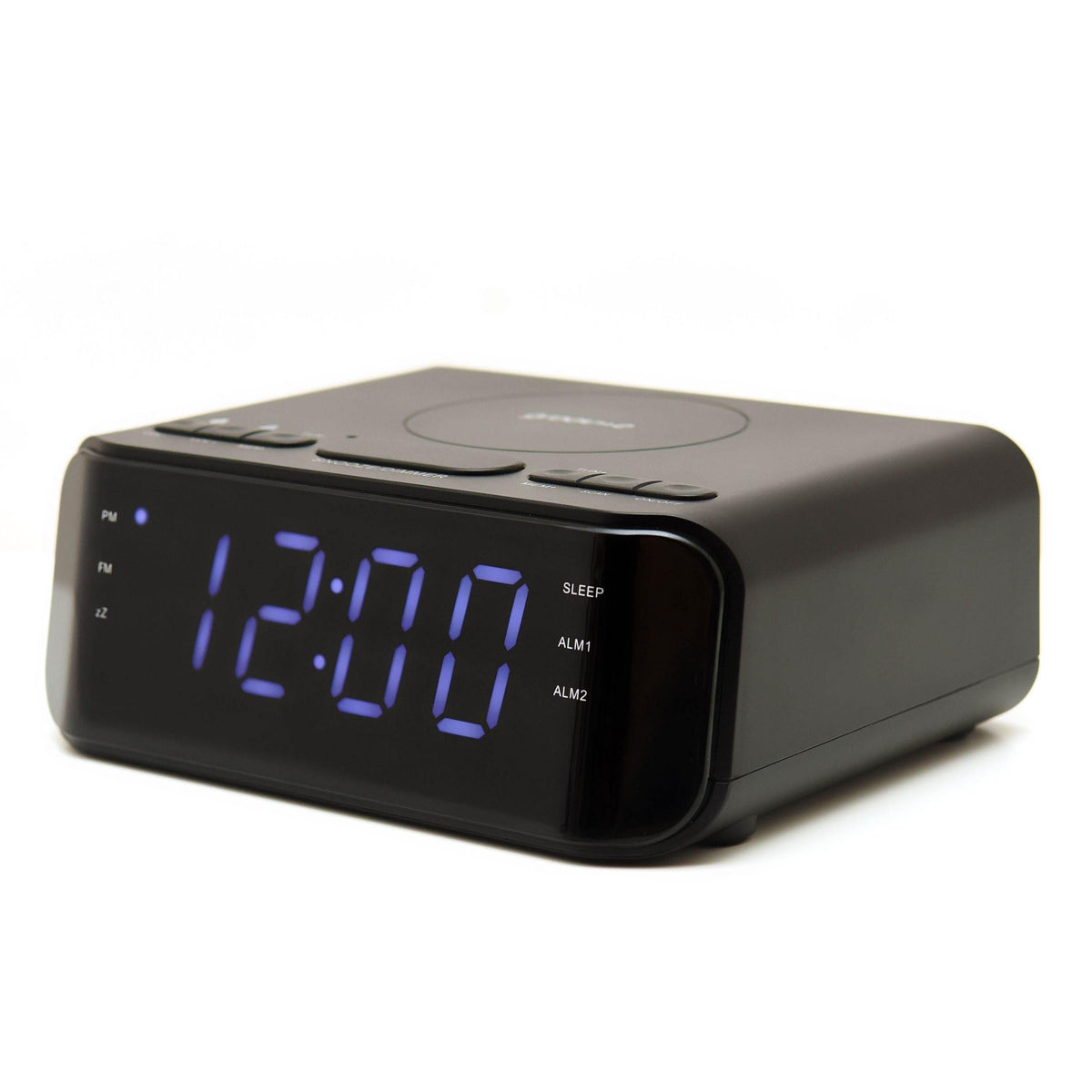 Groov-E FM Alarm Clock Radio with USB &amp; Wireless Charging - Black | GVWC06BK from DID Electrical - guaranteed Irish, guaranteed quality service. (6977634009276)