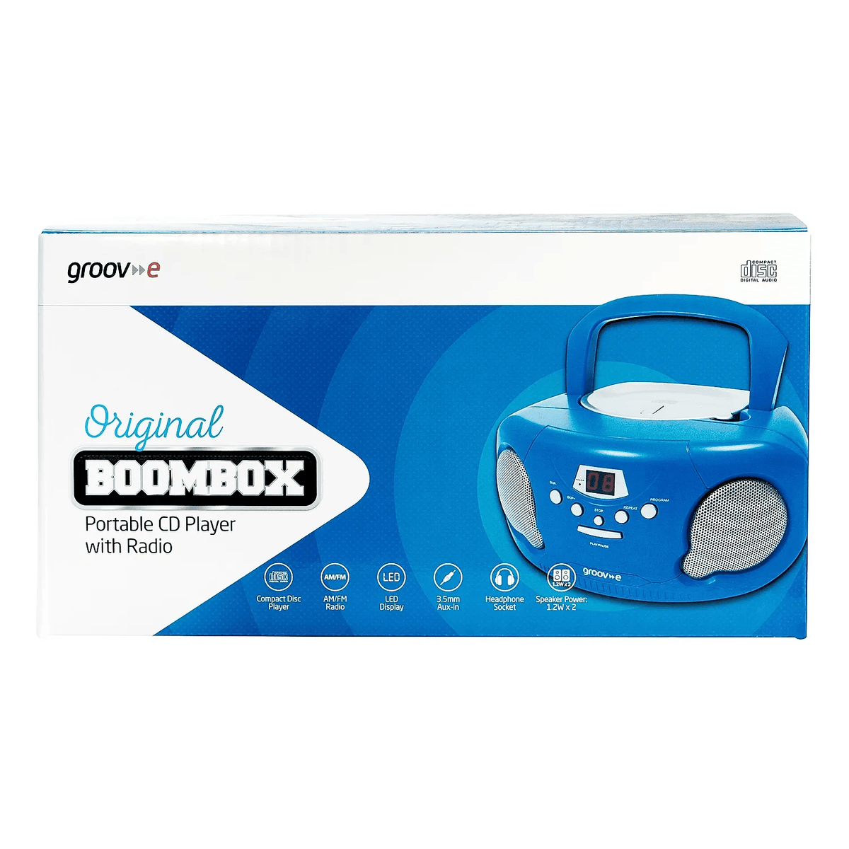 Groov-e Portable CD Player with Radio - Blue | GVPS733BE (7517091561660)