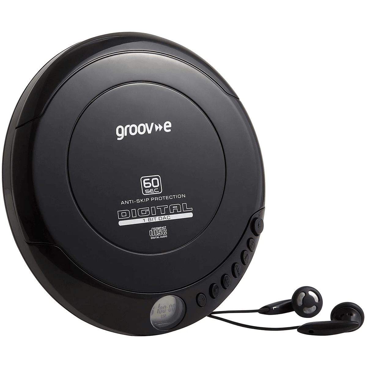 Groov-e Retro Personal CD Player with Earphones - Black | GVPS110BK (7517897523388)