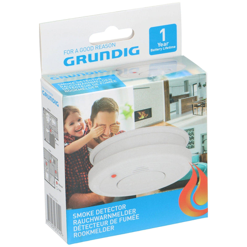 Grundig Plastic Smoke Alarm with 9V Battery - White | 072142 (7242652942524)