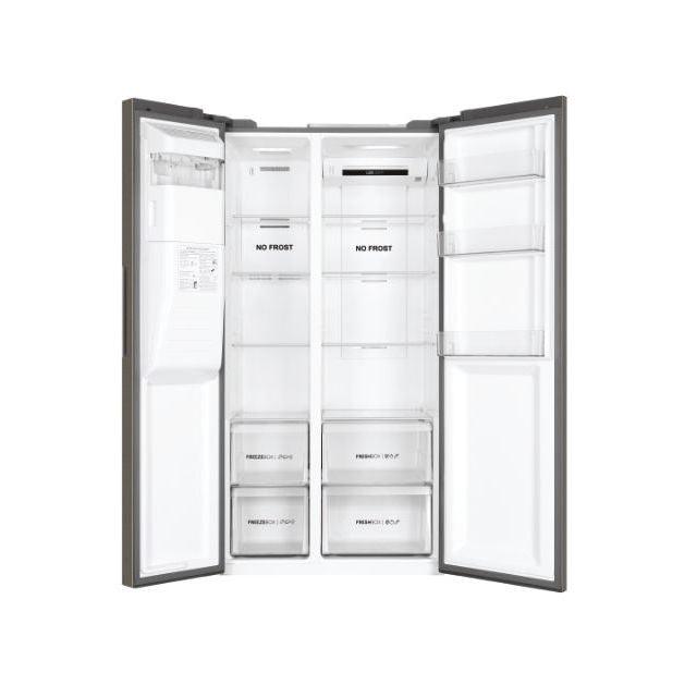 Haier 515L Total No Frost American Fridge Freezer - Grey | HSR3918FIMP from DID Electrical - guaranteed Irish, guaranteed quality service. (6977613889724)