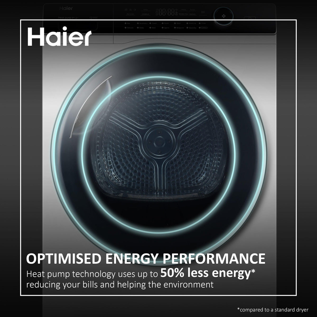 Haier I-Pro Series 7 9KG Freestanding Heat Pump Tumble Dryer - White | HD90-A2979 (7268274307260)